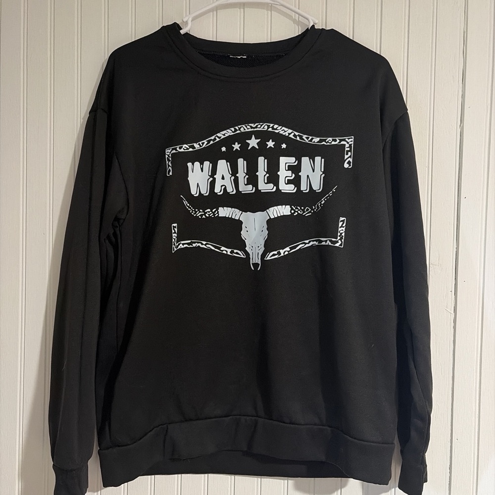 Black Graphic Crewneck Sweater
